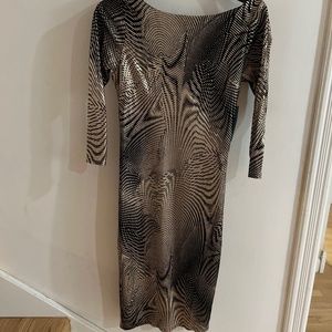 Alice + Olivia black and gold velvet cocktail dress SZ M